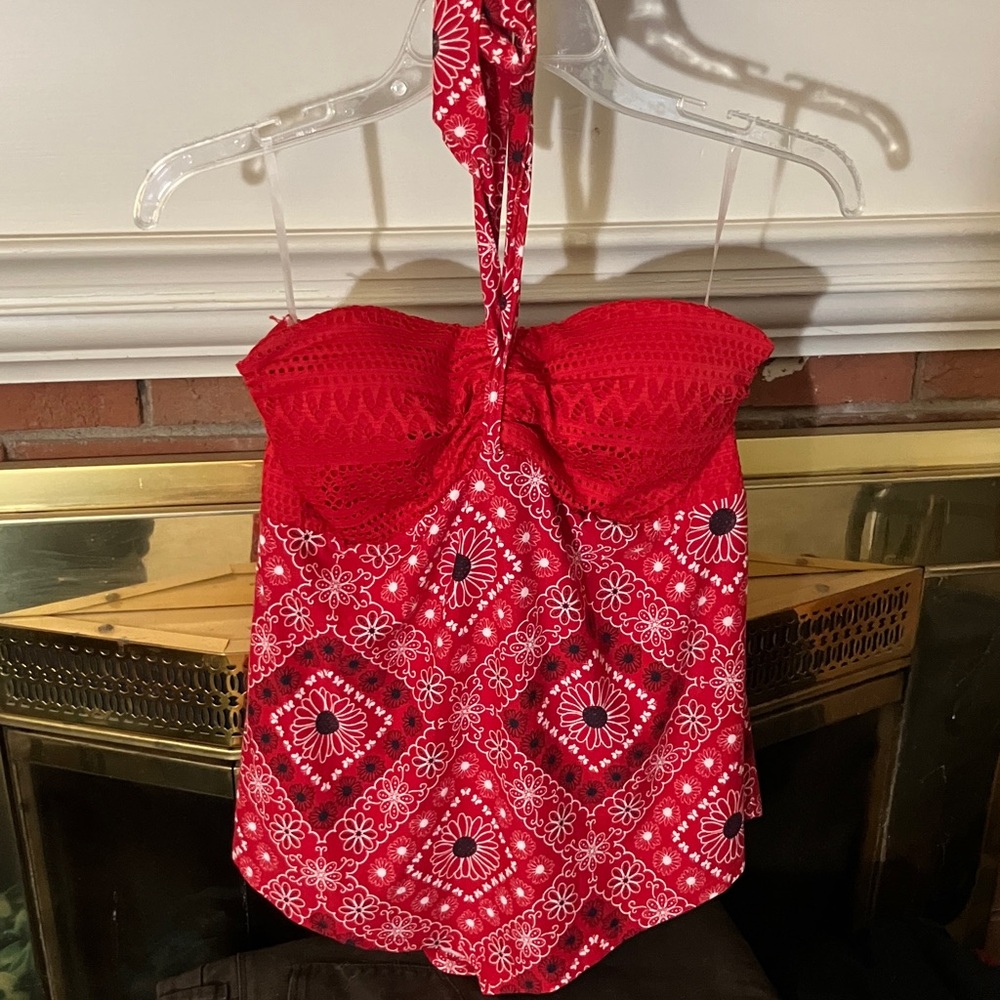 No Boundaries Red Floral Halter Top